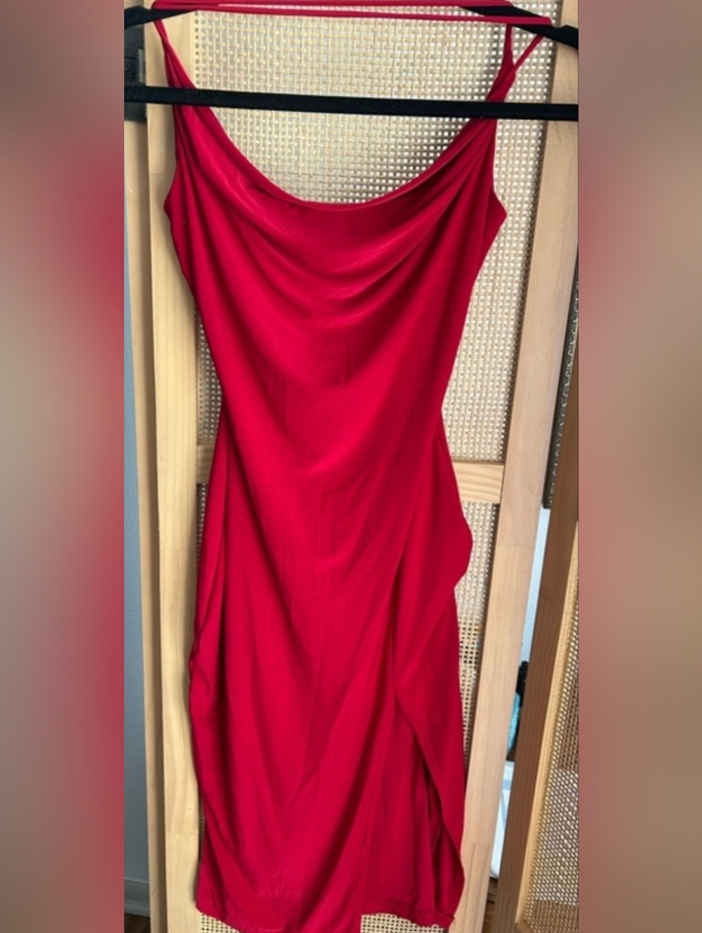 Windsor Vibrant Red Cowl Neck Spaghetti Strap Slip Dress - Picture 2 of 5